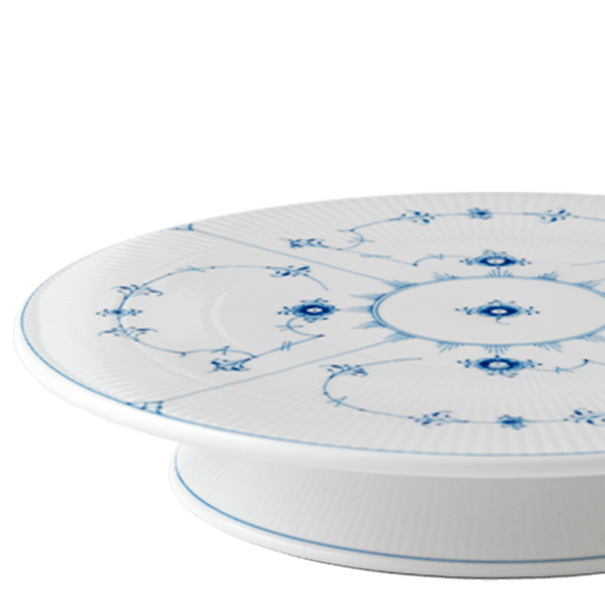 Zoom billed af Musselmalet Riflet Skål på fod 32 cm